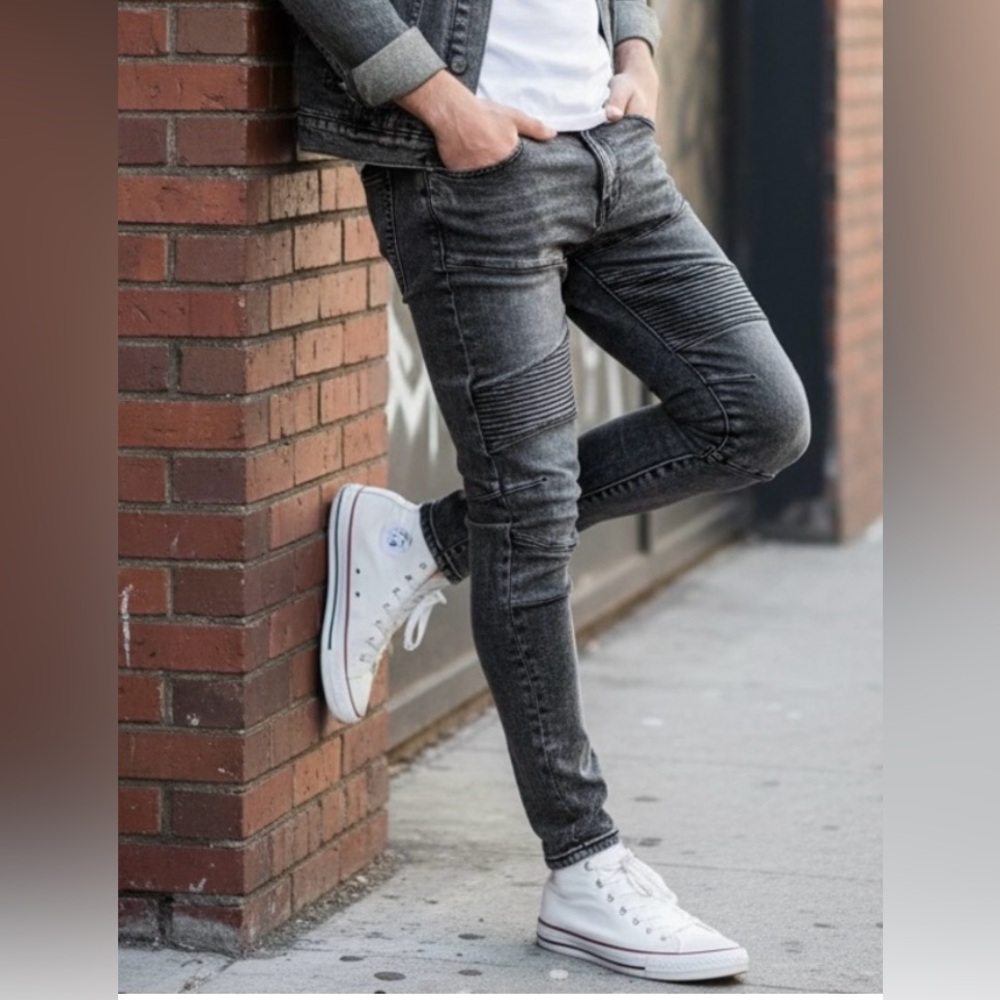 American Eagle Mens Stacked Skinny Moto Jeans, Next Level Airflex 29x30